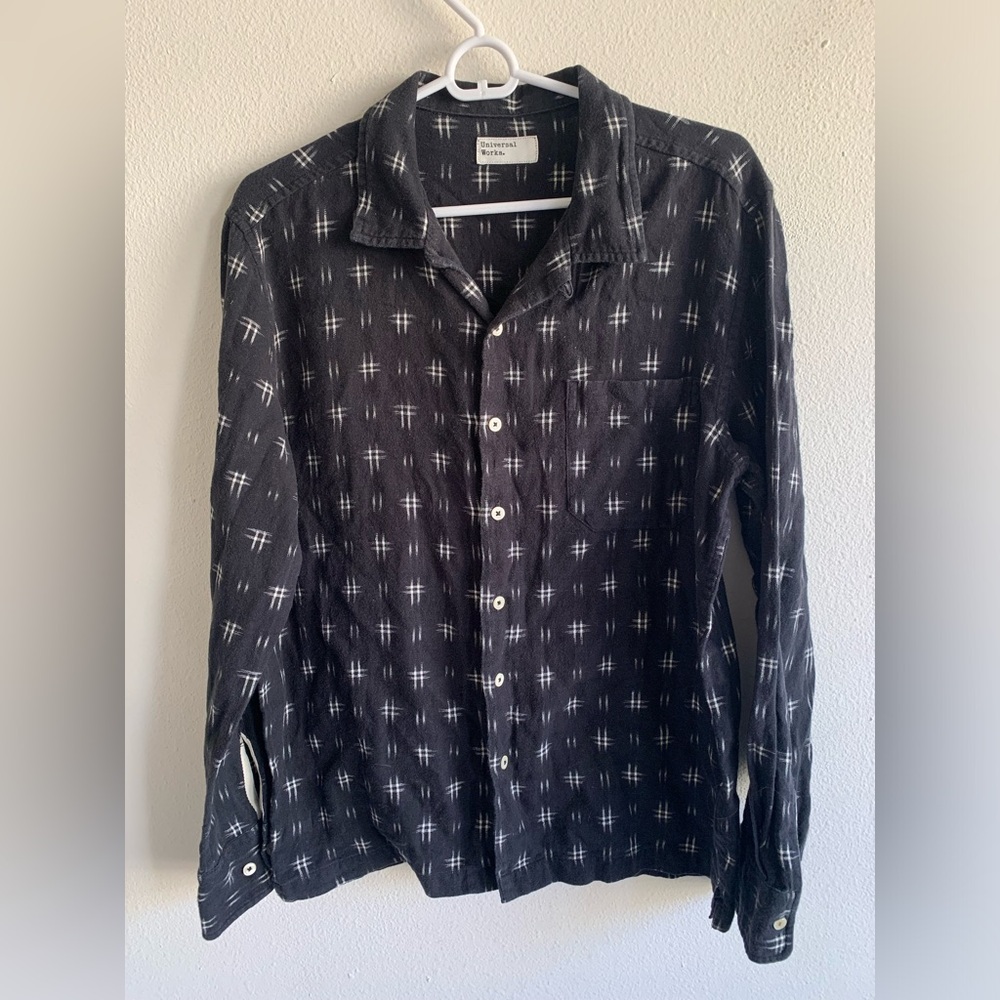 Universal Works Black Button Up Shirt Men’s Size Medium Cotton Long Sleeve